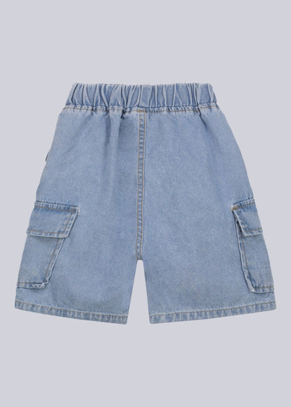 Bermuda Cargo in Denim - Never Say Kids