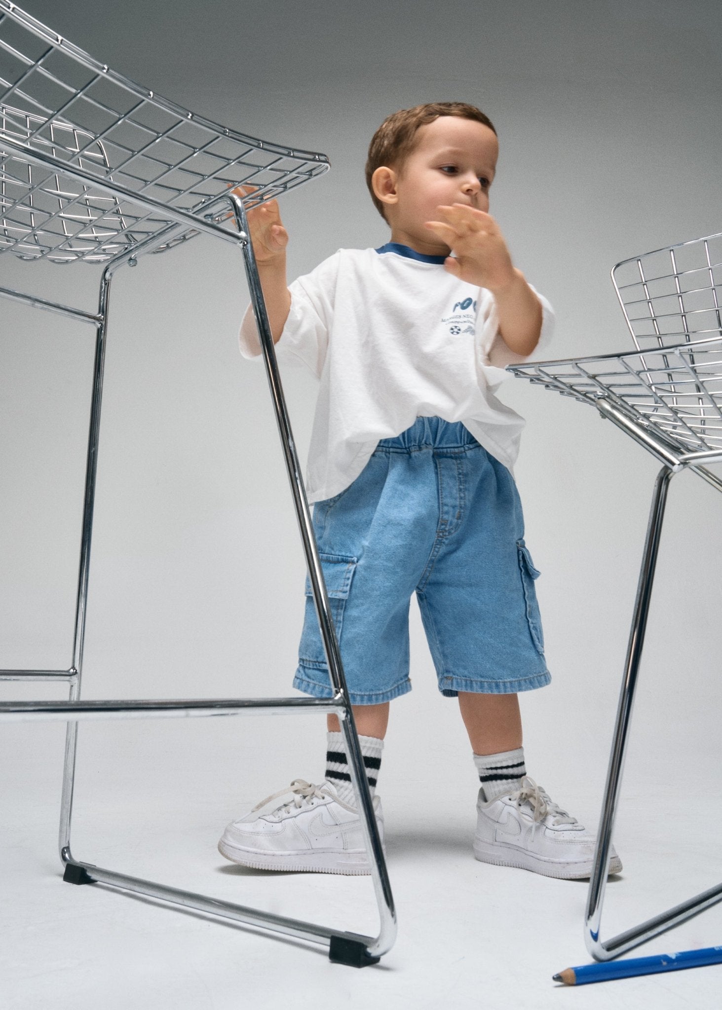 Bermuda Cargo in Denim - Never Say Kids