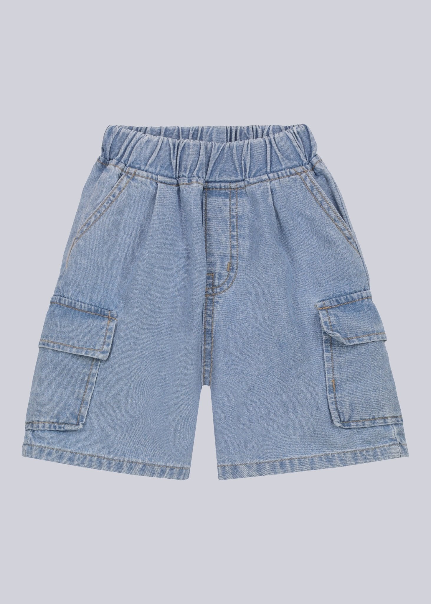 Bermuda Cargo in Denim - Never Say Kids